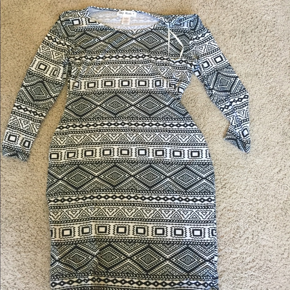 Black and white soft long sleeve dress.